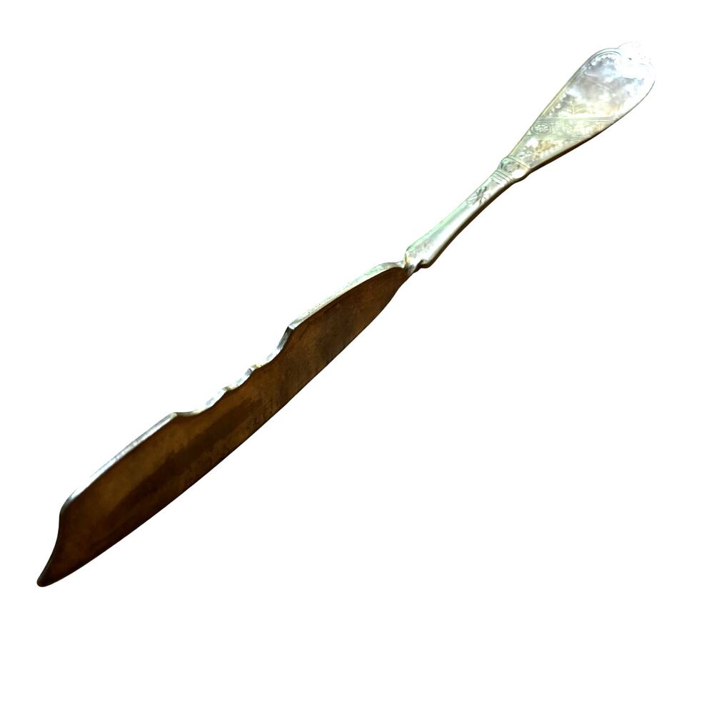 Antique Silver Plated Twisted shaft butter knife spreader Victorian silverware